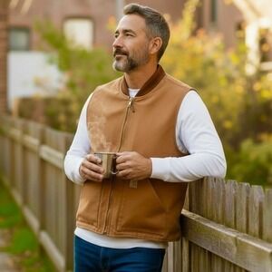 Carhartt Mens Brown Canvas Firm Duck Insulated Rib Collar Vest 4XL Relax-Fit NWT